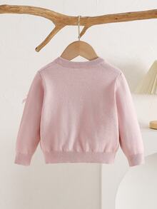 Elladie kids Baby Girl Bow Front Single Breasted Placket Cardigan - Pink - View 2