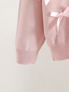 Elladie kids Baby Girl Bow Front Single Breasted Placket Cardigan - Pink - View 6