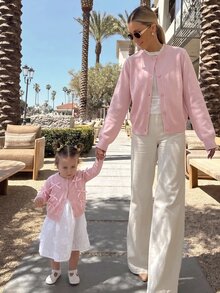 Elladie kids Baby Girl Bow Front Single Breasted Placket Cardigan - Pink - View 4