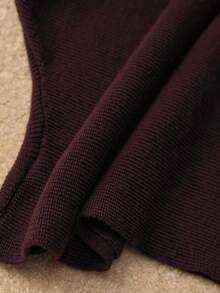 MOTF PREMIUM WOMEN'S ASYMMETRICAL COLLAR BATWING SLEEVE METAL BUTTON SWEATER, AUTUMN/WINTER - Burgundy - View 8