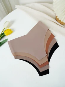 SHEIN Comfy Multicolor Knitted Fabric Maternity Panties Medium Stretch Casual Plain Underwear For Women - Multicolor - View 5