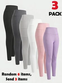 SHEIN Girlism 驚喜盒 [隨機6件商品，發送3件] 青少年女孩針織素色高腰運動瑜伽單車短褲、手機包，3件套 - 彩色 - 查看 3