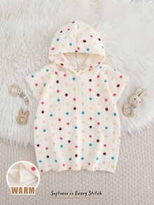 Cozy Pixies 女嬰紋理圖案圓領長袖前綁帶毛絨睡袍，幼女毛絨浴袍，吸濕保暖睡衣外罩，幼女服飾，舒適百搭時尚日常可愛休閒簡約百搭風格 - 彩色 - 查看 5