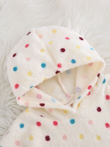 Cozy Pixies 女嬰紋理圖案圓領長袖前綁帶毛絨睡袍，幼女毛絨浴袍，吸濕保暖睡衣外罩，幼女服飾，舒適百搭時尚日常可愛休閒簡約百搭風格 - 彩色 - 查看 4