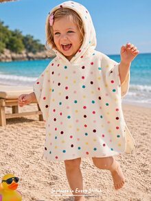 Cozy Pixies 女嬰紋理圖案圓領長袖前綁帶毛絨睡袍，幼女毛絨浴袍，吸濕保暖睡衣外罩，幼女服飾，舒適百搭時尚日常可愛休閒簡約百搭風格 - 彩色 - 查看 1