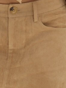MUSEYN Celana Panjang Model Lurus Pinggang Tinggi Bahan Suede Warna Beige - Krem - View 8