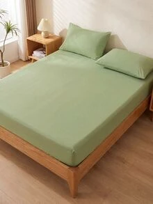 1件淺綠色100%防水TPU底純色床墊保護套，防污床墊罩，包床單，柔軟透氣，適用Twin、Full、Queen、King尺寸，深口袋設計可達11.8英吋，透氣防皺，可機洗，適合宿舍、客房，防塵，返校季適用 - 淡綠 - 查看 7