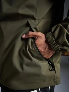 Caldwick 男士連帽抽繩軟殼防風防水外套，前大口袋、拉鍊收納，適合日常穿著，熱銷款 - 軍綠色 - 查看 9