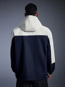 Caldwick DRIFTMERE Men Two Tone Flap Pocket Hooded Jacket, Winter, Outdoor Sports Spring To Summer - Blue - View 4