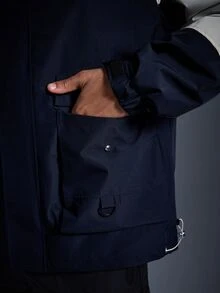 Caldwick DRIFTMERE Men Two Tone Flap Pocket Hooded Jacket, Winter, Outdoor Sports Spring To Summer - Blue - View 6