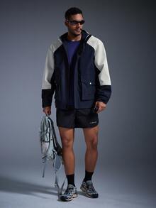 Caldwick DRIFTMERE Men Two Tone Flap Pocket Hooded Jacket, Winter, Outdoor Sports Spring To Summer - Blue - View 8