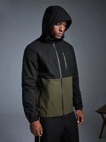 Jaket Windbreaker Pria Tahan Air Kasual dengan Tali Serut dan Tudung, Dilengkapi Banyak Kantong dan Resleting, Serbaguna untuk Pemakaian Sehari-hari, Cocok untuk Musim Gugur, Semi, hingga Musim Panas - Hijau Tentara - View 11