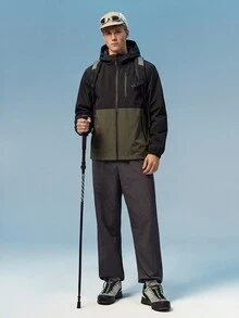 Jaket Windbreaker Pria Tahan Air Kasual dengan Tali Serut dan Tudung, Dilengkapi Banyak Kantong dan Resleting, Serbaguna untuk Pemakaian Sehari-hari, Cocok untuk Musim Gugur, Semi, hingga Musim Panas - Hijau Tentara - View 3