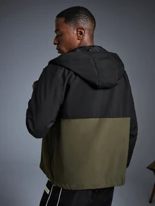 Jaket Windbreaker Pria Tahan Air Kasual dengan Tali Serut dan Tudung, Dilengkapi Banyak Kantong dan Resleting, Serbaguna untuk Pemakaian Sehari-hari, Cocok untuk Musim Gugur, Semi, hingga Musim Panas - Hijau Tentara - View 5