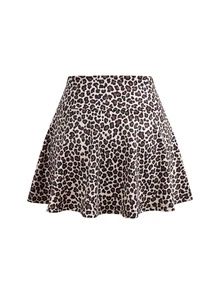 SHEIN Cheerettes 女款豹紋裙褲 高彈力 透氣 吸濕排汗 寬鬆版型 內建內褲 側邊口袋 適用網球跑步 - 彩色 - 查看 5