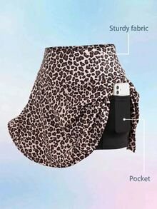 SHEIN Cheerettes 女款豹紋裙褲 高彈力 透氣 吸濕排汗 寬鬆版型 內建內褲 側邊口袋 適用網球跑步 - 彩色 - 查看 3