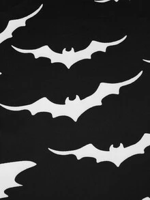 Sunspun Plus Size Halloween Bat Print Shawl Decor Dress - Black - View 7