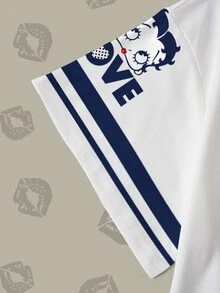 Betty Boop x SHEIN Plus Size Summer Casual Cartoon Print T-Shirt - White - View 3
