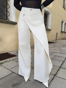 Jeta Ari New Asymmetrical Design Women's Jeans - Beige - View 5