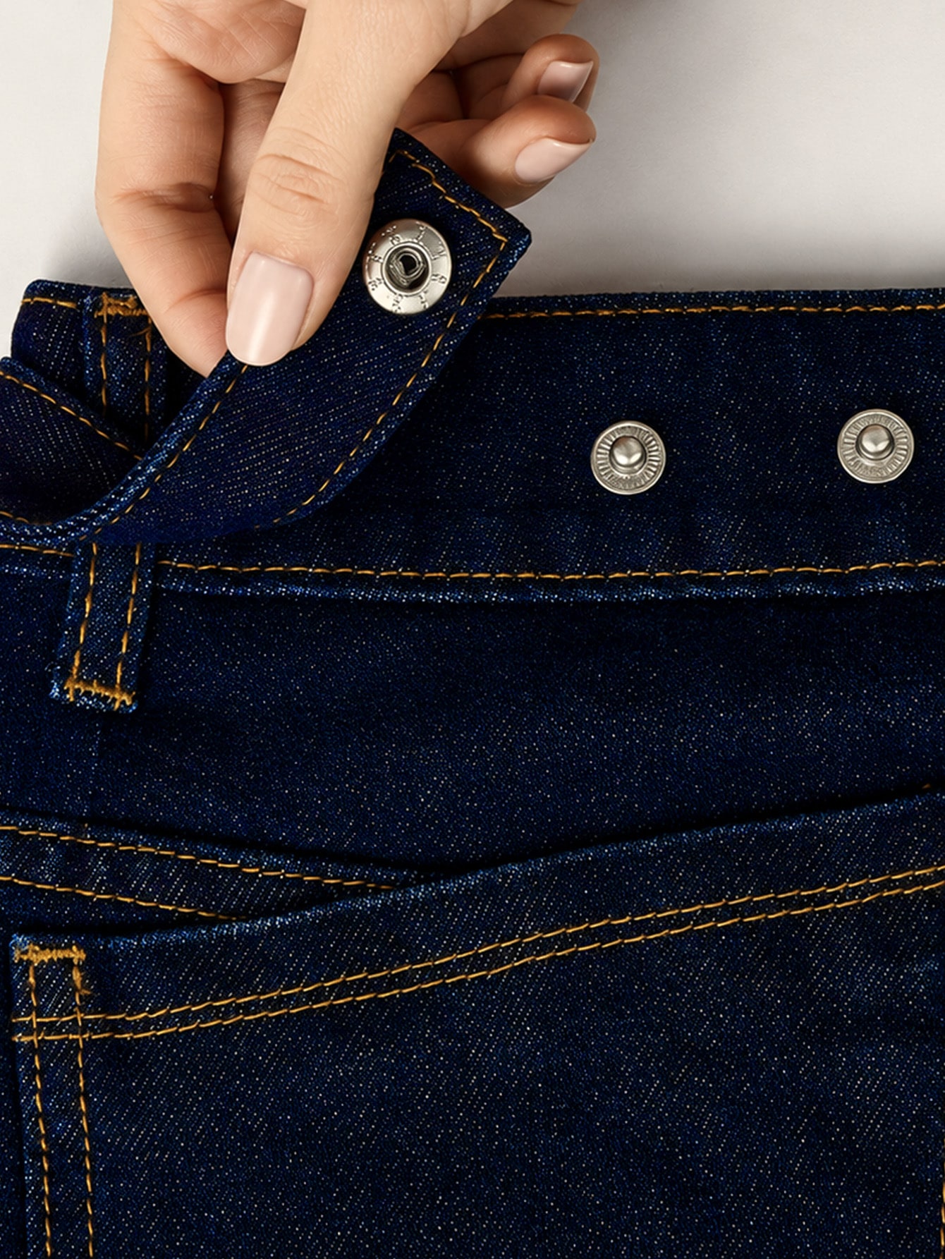 Dark Indigo Denim Turn-Up Hem Baggy Jeans, view 6
