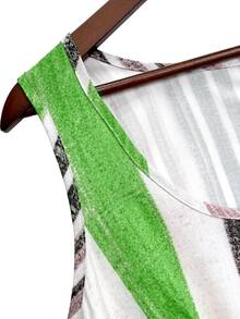Breezaya Plus Size Women Striped Sleeveless Wide Leg Jumpsuit With Pockets - Green - View 6