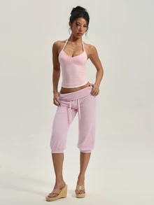 SHEIN Sports Women Sports Bras Gym Pink And White Summer Sexy - Pink - View 7