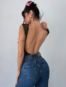 Firerie 女士优雅浪漫时尚通勤性感全印花豹纹连体衣，适合派对、度假、返校、浪漫约会和婚礼生日等场合，女士豹纹连体衣 - 白色 - 查看 5