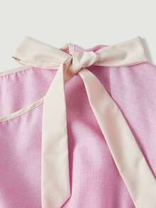 SHEIN MOD Plus Size French Style Bow Tie Tie-Up Ruffle Hem Blouse Fall - Baby Pink - View 6