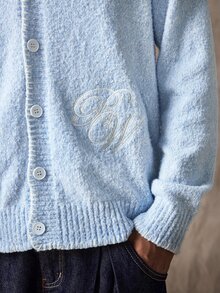 ROMWE MEN Street Life Men's Solid Color Single-Breasted Casual Versatile Daily Wear Cardigan - Blue - View 2