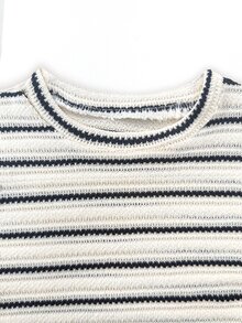 SHEIN Tween Girl Summer Cute Casual Gray Skirt Set: Short Sleeve Crop Top And Pleated Mini Skirt,Summer - Multicolor - View 5