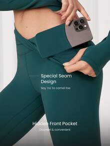 GLOWMODE 26" FeatherFit™ High Expectations Super High-Waist Pocket Leggings Gym  Spring Summer - Dark Green - View 3
