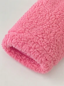 SHEIN 女嬰秋冬甜美莓粉色羊羔絨外套，對比白色大翻領，3D刺繡花卉裝飾，清新活潑寬鬆版型，單排白色鈕扣＋側口袋，適合女嬰冬季日常休閒舒適，溫柔可愛秋冬加厚毛絨刺繡花翻領長袖戶外外套 - 粉色 - 查看 7