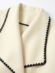 GlowEve Women's Colorblock Waist Tie Casual Daily Overcoat - Apricot - View 4