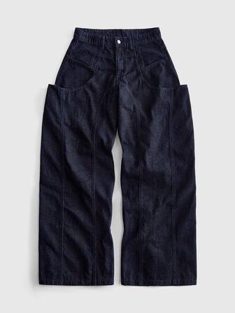 Jeans in denim casual versatili da uomo per uso quotidiano e viaggi, con tasche e bottoni