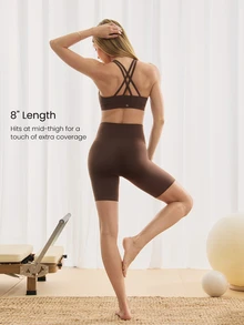 GLOWMODE Short cruzado FeatherFit™ de 8" para ciclismo, , gimnasio, entrenamiento de verano - Canelainspiracion - Ver 4