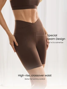 GLOWMODE Short cruzado FeatherFit™ de 8" para ciclismo, , gimnasio, entrenamiento de verano - Canelainspiracion - Ver 3