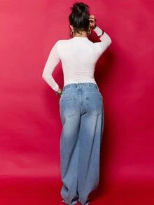 Dania Mndz Shop Blue Cuffed Fashionable Jeans - Blue - View 2
