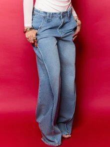 Dania Mndz Shop Blue Cuffed Fashionable Jeans - Blue - View 3