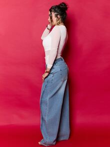 Dania Mndz Shop Blue Cuffed Fashionable Jeans - Blue - View 6