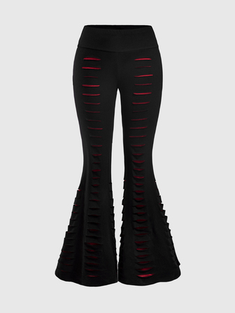 Leggings évasés en tricot gothique usé pour femmes, automne/hiver