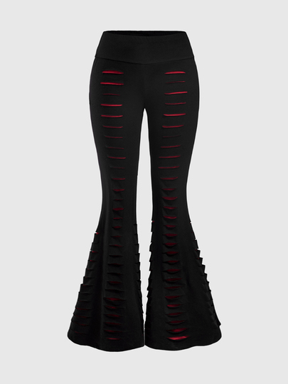 Goth Leggings a zampa d'elefante in maglia gotica consumata da donna per autunno/inverno