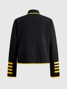ROMWE MEN Chaqueta de bloques de color retro de moda para hombres - Negro - Ver 10