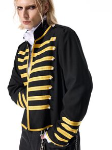 ROMWE MEN Chaqueta de bloques de color retro de moda para hombres - Negro - Ver 4