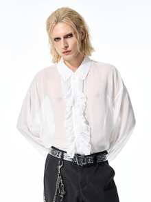 ROMWE MEN Men's Solid Color Casual Versatile Daily Wear Shirt - White - View 4