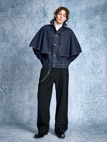 ROMWE MEN Street Life Men's Structured Long Sleeve Single-Breasted Casual Denim Jacket - Blue - View 8