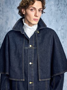 ROMWE MEN Street Life Men's Structured Long Sleeve Single-Breasted Casual Denim Jacket - Blue - View 6