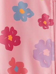 SHEIN Elladie kids Jaket Baseball Motor Pendek Longgar dengan Kerah Tegak dan Resleting, Motif Huruf Kontras Warna untuk Anak Perempuan, Cocok untuk Musim Gugur - Berwarna merah muda - View 6