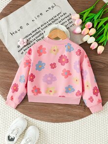 SHEIN Elladie kids Jaket Baseball Motor Pendek Longgar dengan Kerah Tegak dan Resleting, Motif Huruf Kontras Warna untuk Anak Perempuan, Cocok untuk Musim Gugur - Berwarna merah muda - View 2