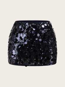 SHEIN ICON Black Bodycon High Waist Super Short Women's Mini Skirt - Navy Blue - View 6