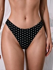 SHEIN Swim 2件套女士纯色豹纹泳裤豹纹比基尼 - 黑色 - 查看 6
